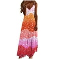 thumbnail image 2 of Mqqzkk Womens V Neck Dress 2025 Casual Sleeveless Sundress Plus Size Loose Printed Long Summer Beach Maxi Dress, 2 of 5