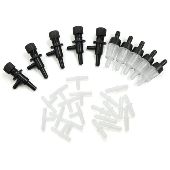 Unique Bargains Black Clear Plastic Aquarium Air Pump Accessaries Check Valve Tubing Connector