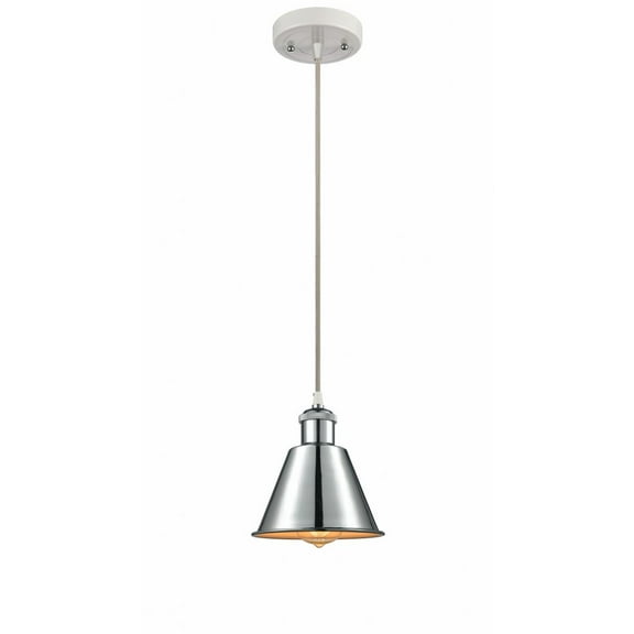 516-1P-WPC-M8 Innovations Lighting Smithfield - 1 Light Cord Hung Mini Pendant In Industrial Style-7.5 Inches Tall and 7 Inches Wide-White/Polished