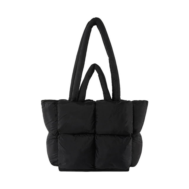 Sonducket Bolso de hombro acolchado, esponjoso, cálido, resistente a desgarros, a cuadros, moderno e informal, impermeable y duradero Bolsas de mensajero y de hombro Negro