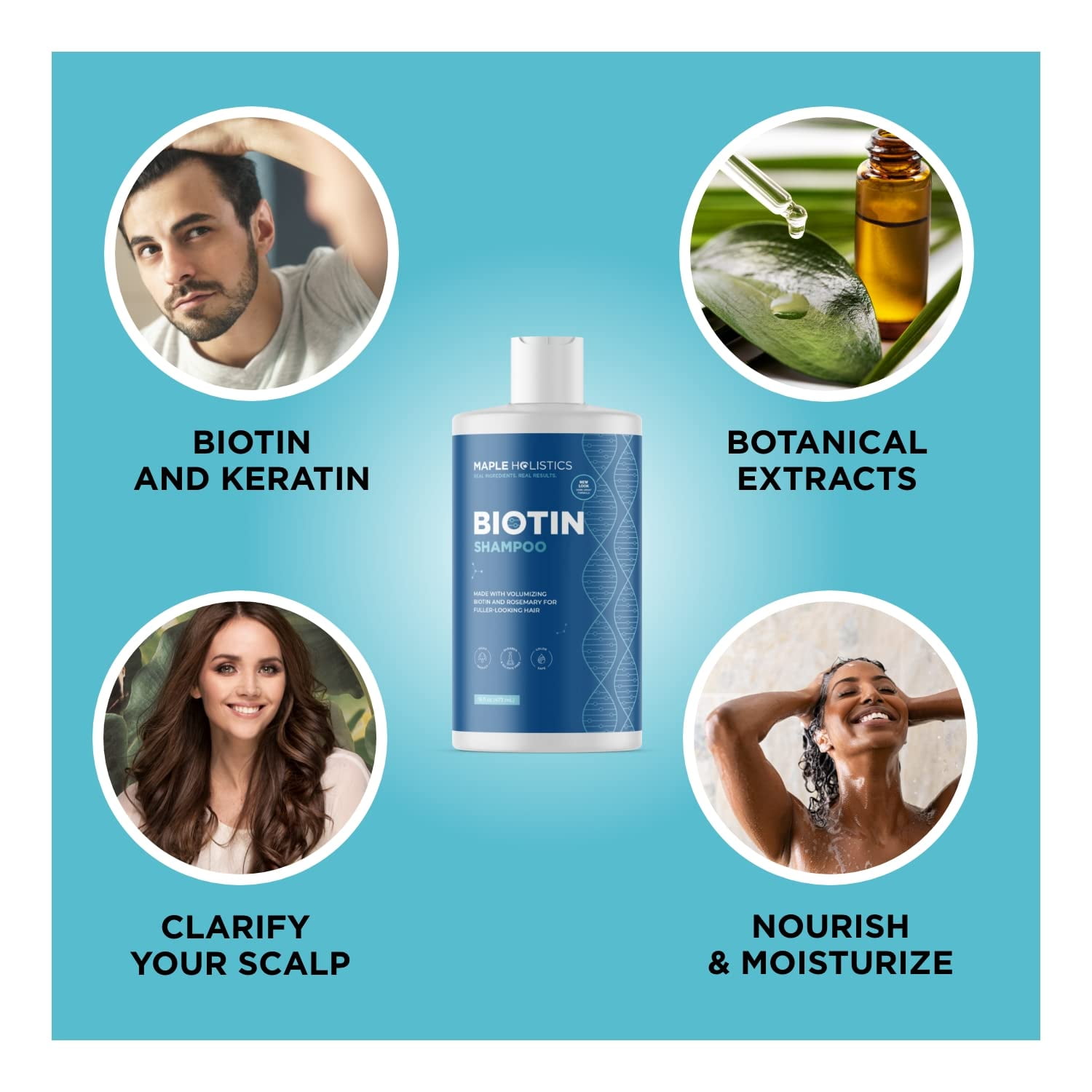 Biotin and Rosemary Volumizing Shampoo for Fine Hair, Sulfate-Free Formula, 16 fl oz