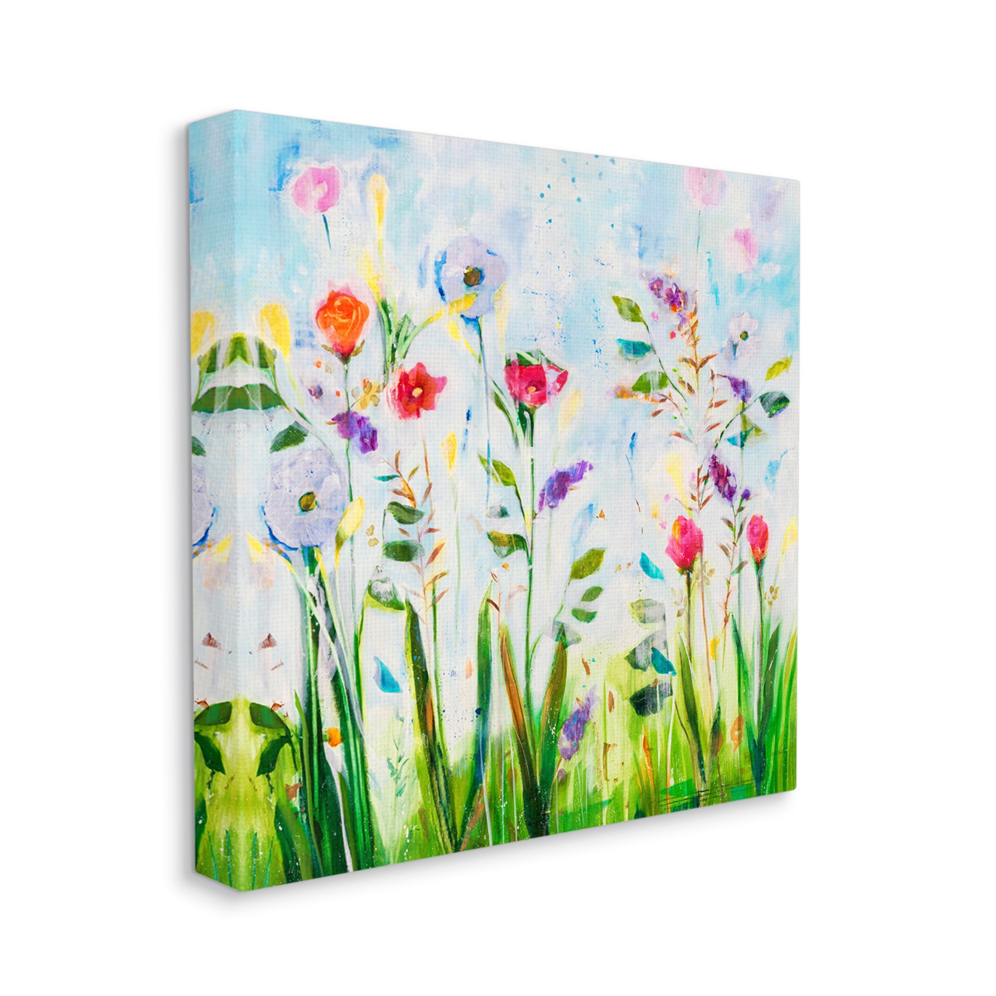 Stupell Industries Abstract Flower Meadow Botanical & Floral Painting Gallery Wrapped Canvas Print Wall Art, 17 x 17