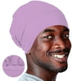 thumbnail image 3 of LEKODE Silk Cap for Men Satin Turban Silk Headwrap Beanies Women Satin Turban for Men Turbans Womens Head Scarves Purple One Size, 3 of 8