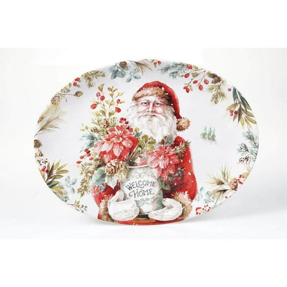 16 in. Christmas Story Multicolored Earthenware Rectangular Platter
