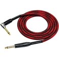 thumbnail image 2 of Kirlin IWB Black/Red Woven Instrument Cable 1/4" Straight to Right Angle 10 ft., 2 of 3
