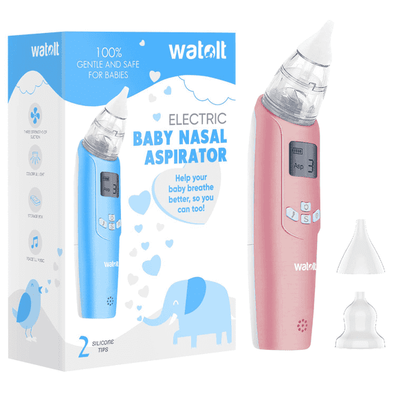Watolt Baby Nasal Aspirator - Electric Nose Suction for Baby - Automatic Booger Sucker for Infants - Battery Powered Snot Mucus Remover for Kids Toddlers (White, Standard)