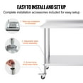 thumbnail image 5 of KFFKFF 24 x 48 x 40 Inch Durable Stainless Steel Table, Industrial Food Preparation Workstation with Wheels, Robust Prep Workstation, Metallic Work Station with Adjustable Height, 5 of 8