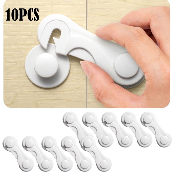 10-Pack Child Proof Locks for Cabinet Doors, Pantry, Closet, Wardrobe, Cupboard, Drawers - 3M - No Drilling - cabinet locks baby proofing