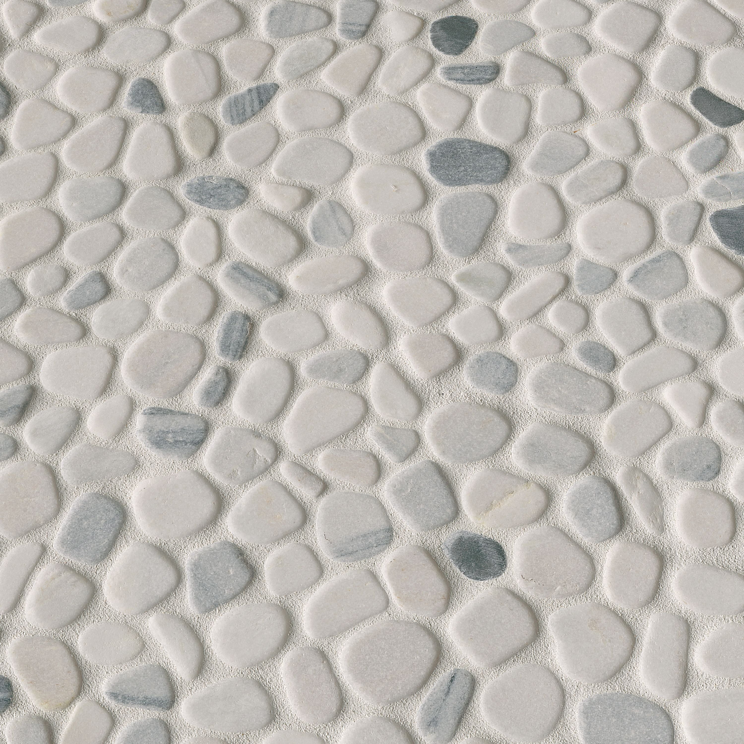 MSI Black and White Pebbles 11.42 in. x 11.42 in. x 10 mm Marble Mesh-Mounted Mosaic Tile (9.1 sq. ft. / case)