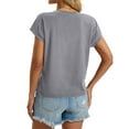 thumbnail image 4 of DPTALR George Women's Summer V-Neck Short Sleeve T-Shirts,Dressy Casual Loose Fit Cute Trendy Fashion Tops,Gray,Size XL, 4 of 7