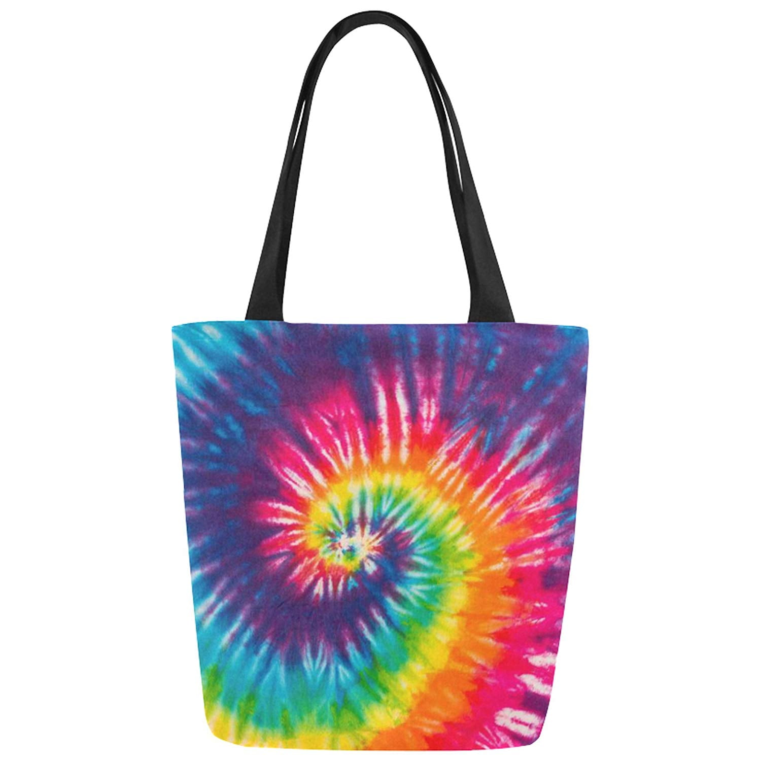 Hatiart Rainbow Tie Dye Canvas Tote Bag Shoulder Handbag For Women