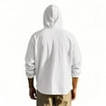 thumbnail image 3 of Xzbqbs Mens Linen Henley Hoodies Long Sleeve Button Down Sweatshirts Drawstring Casual Beach Pullover Hoodie Sweatshirts with Pocket, 3 of 3