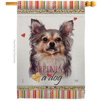 Breeze Decor H110168-BO 28 x 40 in. Dog Chihuahua Happiness Double-Sided Decorative Vertical House Flag