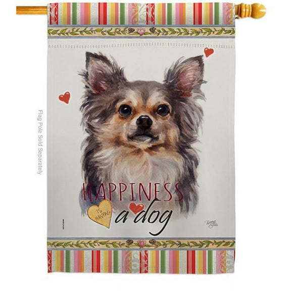 Breeze Decor H110168-BO 28 x 40 in. Dog Chihuahua Happiness Double-Sided Decorative Vertical House Flag