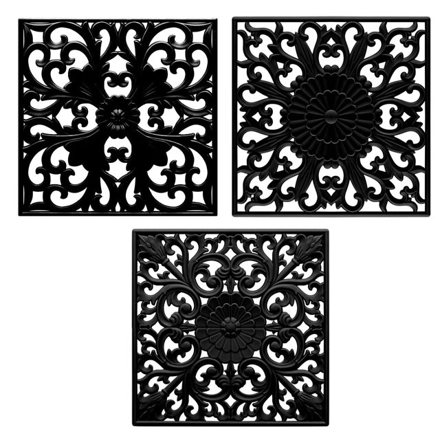 Silicone Trivets Mats-Trivets for Hot Dishes, Table, Countertop, Non-Slip Heat Resistant Modern Kitchen Trivet,Teapot Trivet - Flexible Square Hot Pads for Pots & Pans of 3 Black18cm