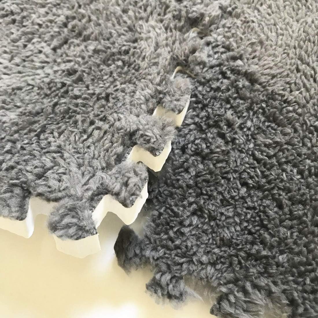 Interlocking Carpet Shaggy Soft EVA Foam Mats Fluffy Area Rugs Protective Floor Tiles Exercise Play Mat (12 pcs)