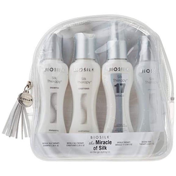 Biosilk The Miracle of Silk Kit , 4 Pc 2.26oz Silk Therapy Original, 2.26oz Therapy Miracle 17, 2.26oz Silk Therapy Shampoo, 2.26oz Silk Therapy Conditioner