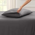 thumbnail image 2 of Split Top California King Adjustable Flex Top California King Size 100% Egyptian Cotton, Solid Dark Grey, 800 Thread Count, 12 inch Deep Pocket, 32" Split Top Sheets Bed 4 Piece Sheet Set, 2 of 6