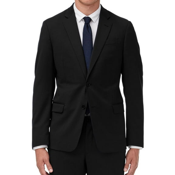 Armani Mens Solid Two Button Blazer Jacket, Black, 42 Short