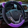 thumbnail image 1 of Cubierta de volante de felpa cálida para invierno, cubierta para volante de coche para mujer, piezas de automóvil universales de 15 pulgadas Fokelyi HMYH701-4, 1 of 8