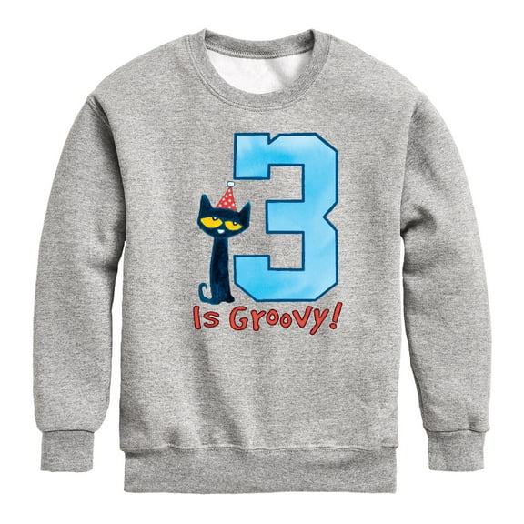 Pete the Cat - Happy 3rd Birthday - Toddler And Youth Crewneck Fleece Sweatshirt