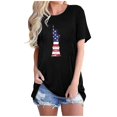 thumbnail image 1 of Tops Cortos para Mujeres Bandera de Moda Impresa Cuello Redondo, Camiseta de Manga 3/4 para Uso Diario, Casero Y Cómodo, 1 of 4