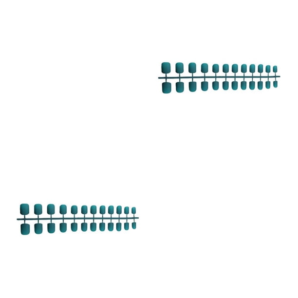 Juego de uñas postizas Soidarity Estilo francés clásico Verde 2Conjunto