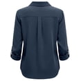 thumbnail image 6 of Curuila Long Sleeve Shirts For Women Button Down Solid Color Lapel Comfortable T Shirt Navy Size 3Xl, 6 of 6