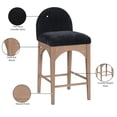 thumbnail image 2 of Meridian Furniture Waldorf Black Chenille Fabric Stool, 2 of 7