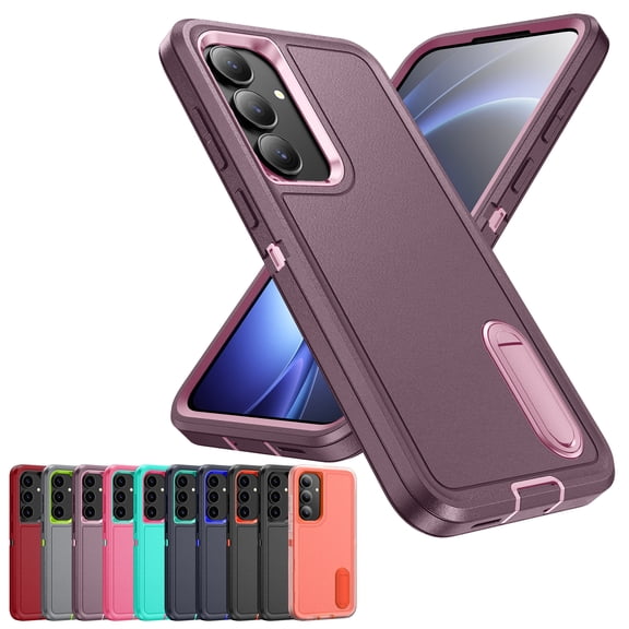 Corliven for Samsung Galaxy S25 FE Case, Rugged Protective Cover with Kickstand, Shock-Absorbent, Anti-Scratch, Raised Edge Protection, Purple Pink
