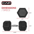thumbnail image 5 of CAP Barbell Coated Hex Dumbbell, Single, 50 lb, Black, 5 of 8