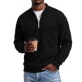 thumbnail image 6 of Trgacdwlo Quarter Zip Fleece Sweatshirt Men Fuzzy Long Sleeve Men's Pullover Shirts Solid Color Fall Winter Warm Cotton Sweatshirts for Men with Pocket M, 6 of 6