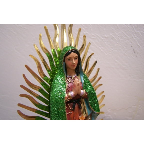 Suenosimports 9.5” Virgin of Guadalupe Garden Statue, Hand Painted Resin
