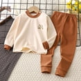 thumbnail image 2 of Wonitaaizi Toddler Baby Girl Clothes Fall Winter Outfits Contrast Color Long Sleeve Sweatshirt + Pants Sets Beige for Size 6-7 Years, 2 of 4