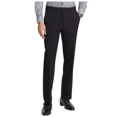 Tallia Mens Classic fit Dress Pants 38 / 32 Black Solid Stretch