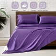 thumbnail image 5 of MR&HM Satin Sheet Set Queen 4 Pcs, Silky Elegant Luxurious Queen Size Bed Sheets, with Flat Sheet, Deep Pocket Fitted Sheet for Mattress and Matching Satin Pillow Cases (Queen Size, Lavender), 5 of 7