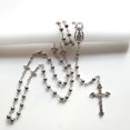 thumbnail image 5 of Collar de rosario con cuentas redondas de oración, colgante religioso cristiano de Jesús con cruz para hombres y mujeres, joyería con abalorio., 5 of 5