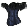 thumbnail image 2 of Grebrafan Corset Rockabilly Women Lace Off Shoulder Bustier Dark Blue XL, 2 of 5