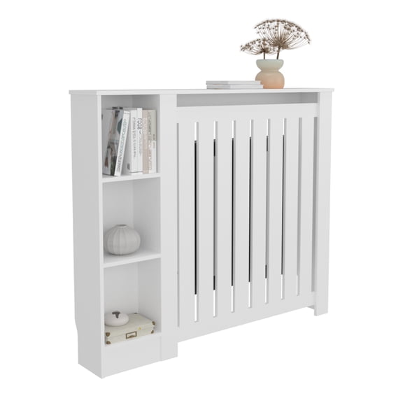 Radiator Cover Cabinet Joseph with Slatted Frame and 3 Shelves, Decorative Heater Cover, Modern
