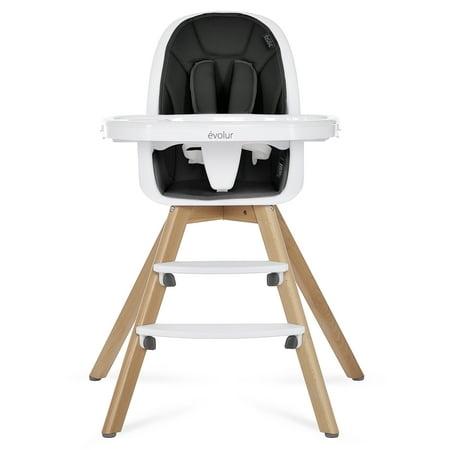 Evolur Zoodle 3-in-1 High Chair Booster Feeding Chair with Modern Design  Black (Model #254)