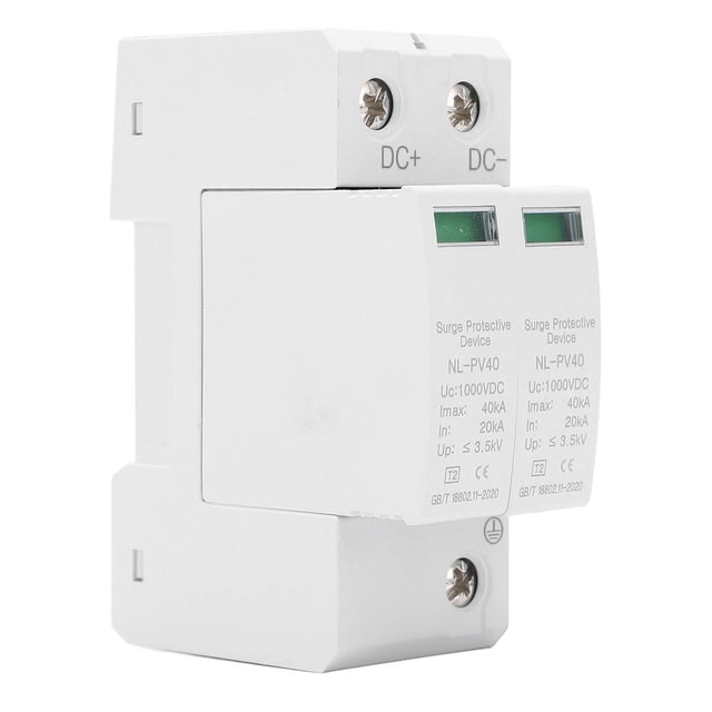 Surge Protector, 2P Guide Rail Installation Surge Arrester Device 20 To 40KA High Sensitivity 1000V For Commercial Building