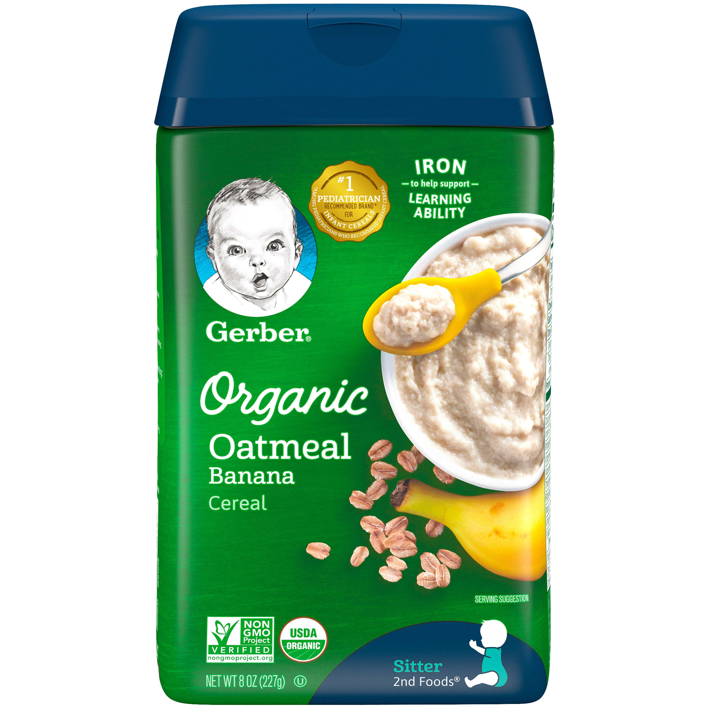 Gerber Organic Oatmeal Banana Baby Cereal, 8 oz (Pack of 6) - Walmart