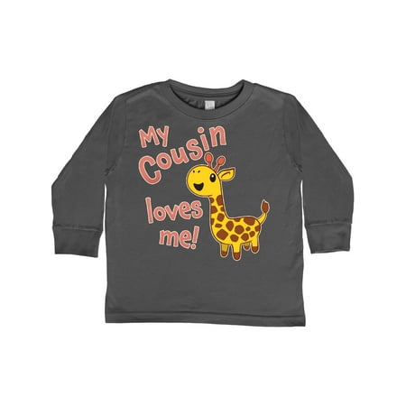 

Inktastic My Cousin Loves me- cute giraffe Gift Toddler Boy or Toddler Girl Long Sleeve T-Shirt