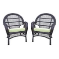thumbnail image 1 of Jeco Chaise en Osier Espresso avec Coussin Vert (Ensemble de 4), 1 of 1