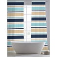 thumbnail image 5 of Khaki Striped Sheer Curtains 84 Inch Length 2 Panels Set Window Treatments, Navy Blue Farmhouse Stripes Modern Abstract Art Rod Pocket Semi Curtains for Living Room/Bedroom/Kitchen, 104"W x 84"L, 5 of 7
