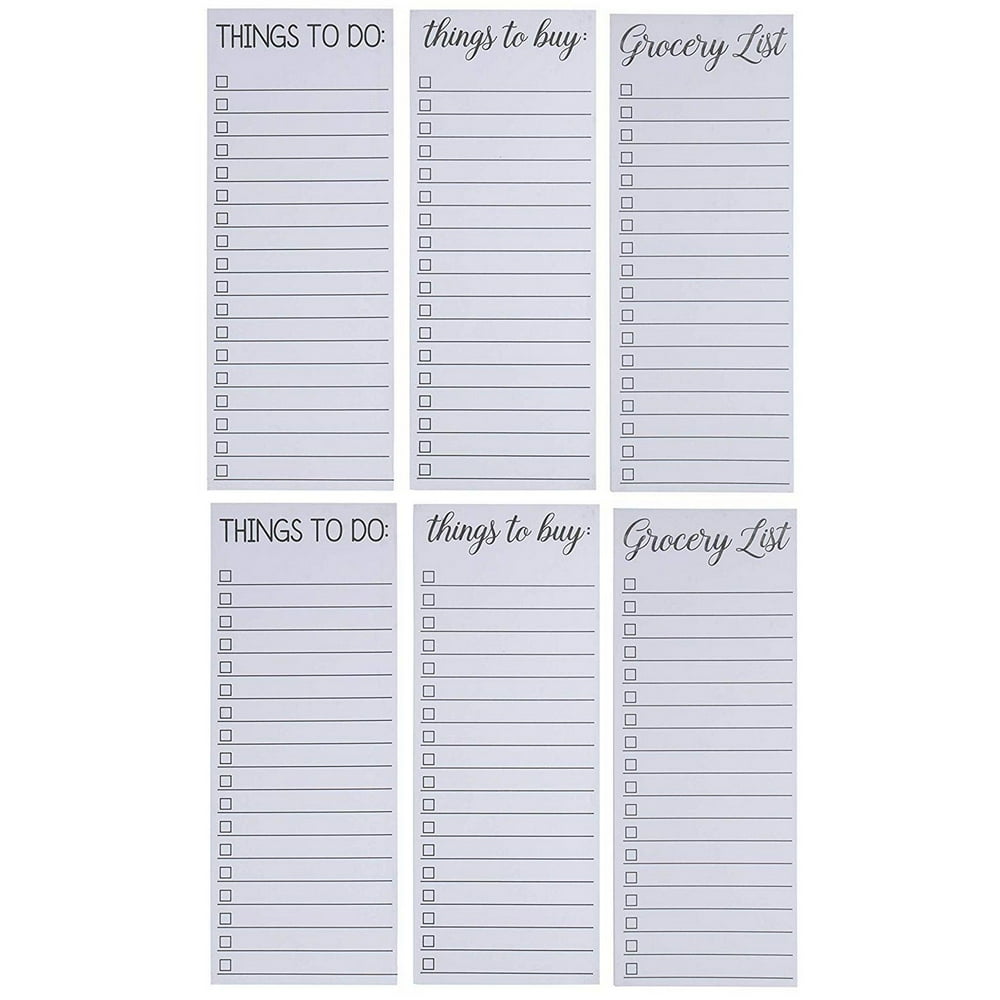 6Pack ToDo List Notepads, Note Pads, Grocery & Shopping List