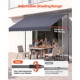 thumbnail image 4 of VEVOR Manual Retractable Awning, 118" Outdoor Retractable Patio Awning Sunshade Shelter, Height Adjustable Patio Door Window Canopy with Manual Crank Handle for Backyard, Garden, Balcony, Dark Gray, 4 of 9