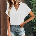 thumbnail image 2 of Women's V Neck Ruffle Sleeve Blouse Business Casual Tops Fashion Comfortable Soft Stretch Wear Stylish Elegant Tee, 2 of 2