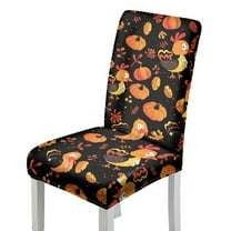 COEQINE Stretchable Dining Chair Covers 1-Pack, Machine Washable Universal Fit Chair Slipcovers, Polyester Spandex for Home and Kitchen Decor, Thanksgiving Turkey Pumpkin
