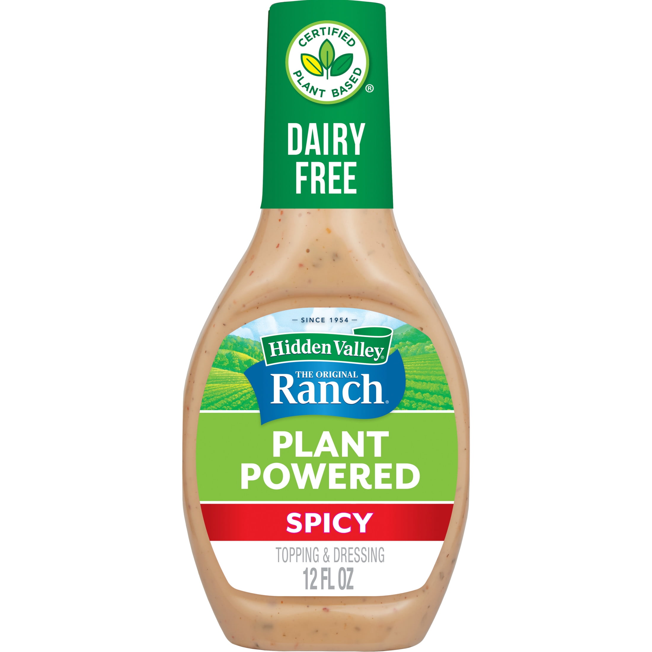 Hidden Valley Vegan Gluten Free Spicy Original Plant Powered Ranch Dressing and Topping, 12 fl oz